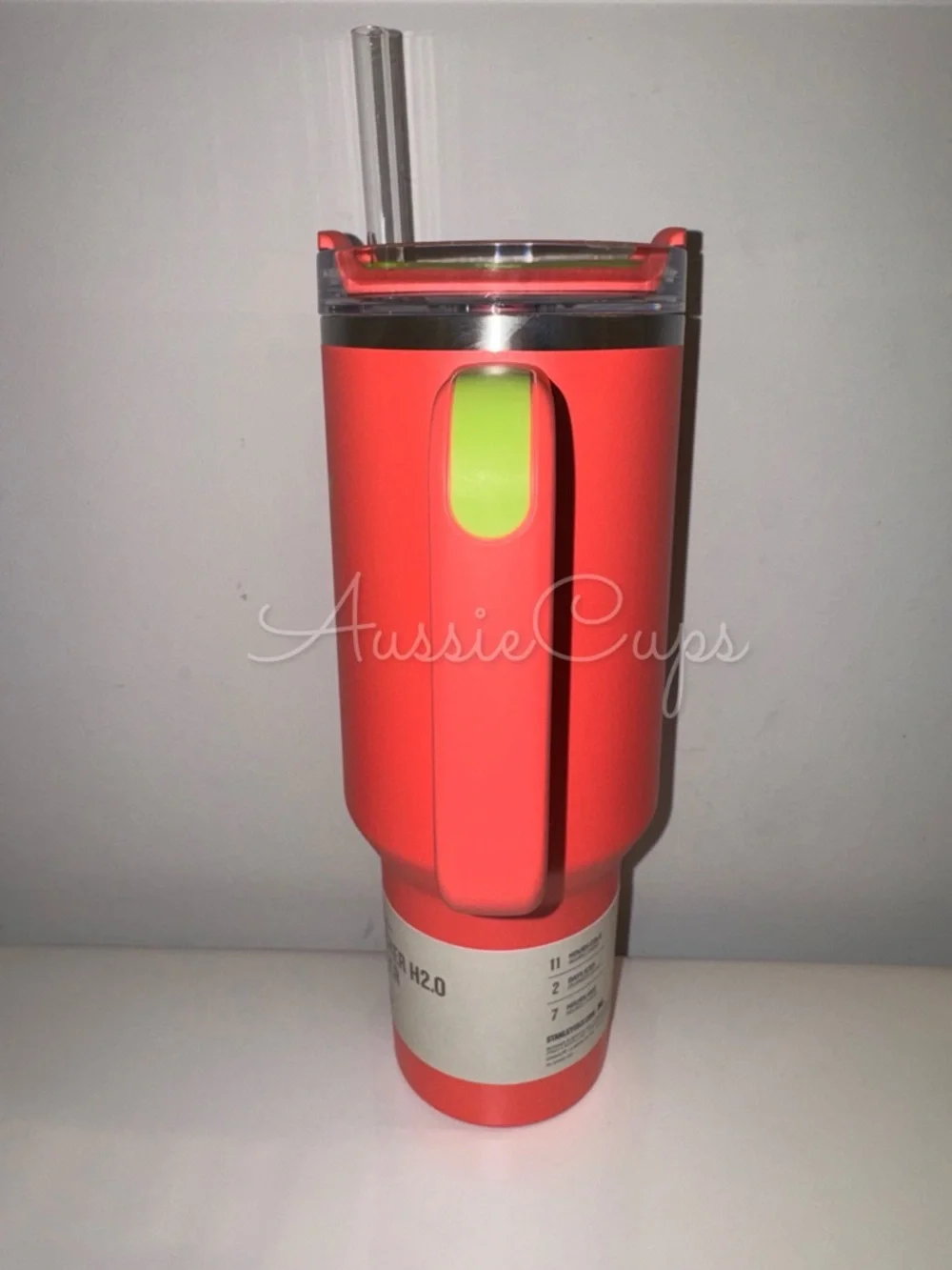 Stanley Hibiscus 40 oz Quencher 40oz Tumbler - Coral with Lime Logo, small flaws - Picture 2 of 10